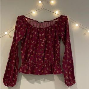 Maroon and floral blouse
